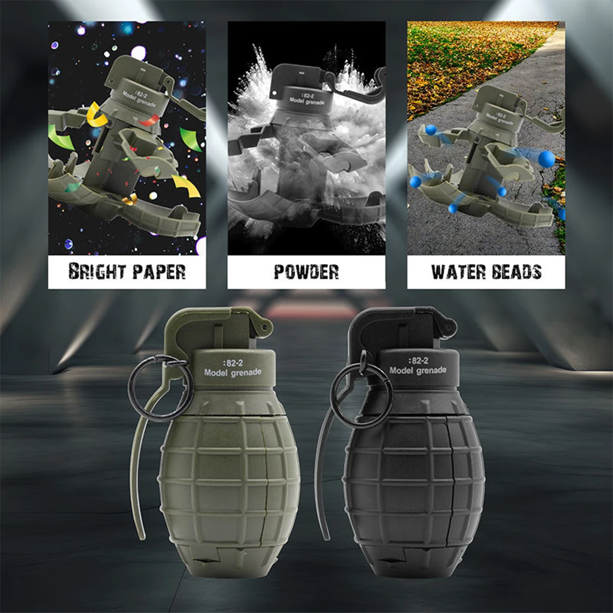 Juego de Granada de impacto accionado por resorte, 2 piezas, plástico táctico M67, modelo de juguete para Airsoft Paintball CS, utilería para juego de rol - imagen 3