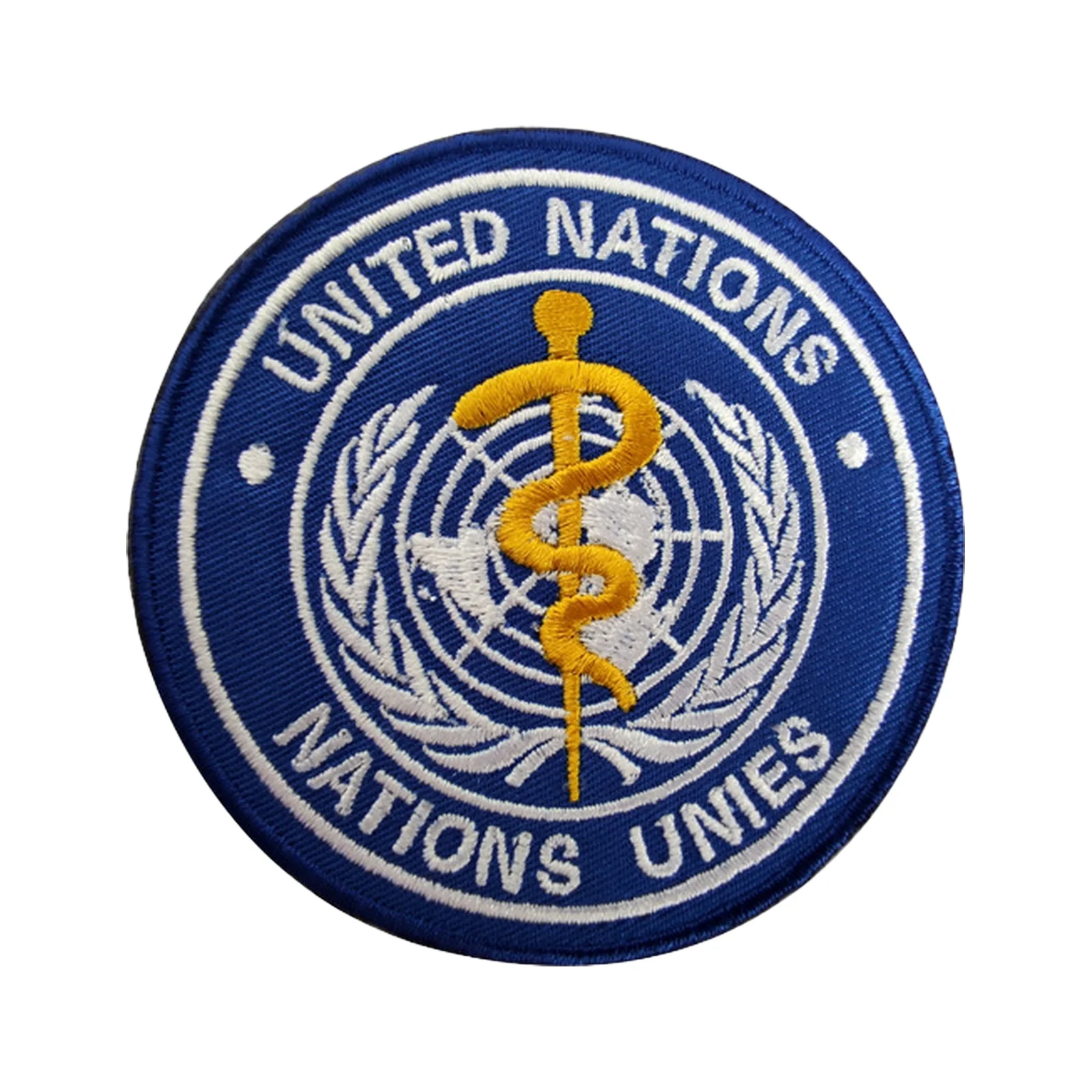 Parche de Velcros con emblema médico de las Naciones Unidas, insignia con cierre de gancho y bucle para mochila táctica, chaqueta y gorras