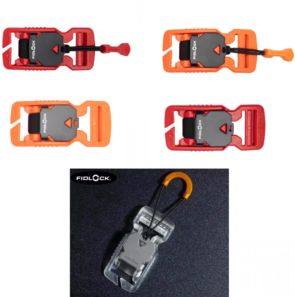 Hebilla FIDLOCK V naranja/roja/transparente, función de hebilla en V, hebilla magnética de liberación rápida para webbin de 25mm