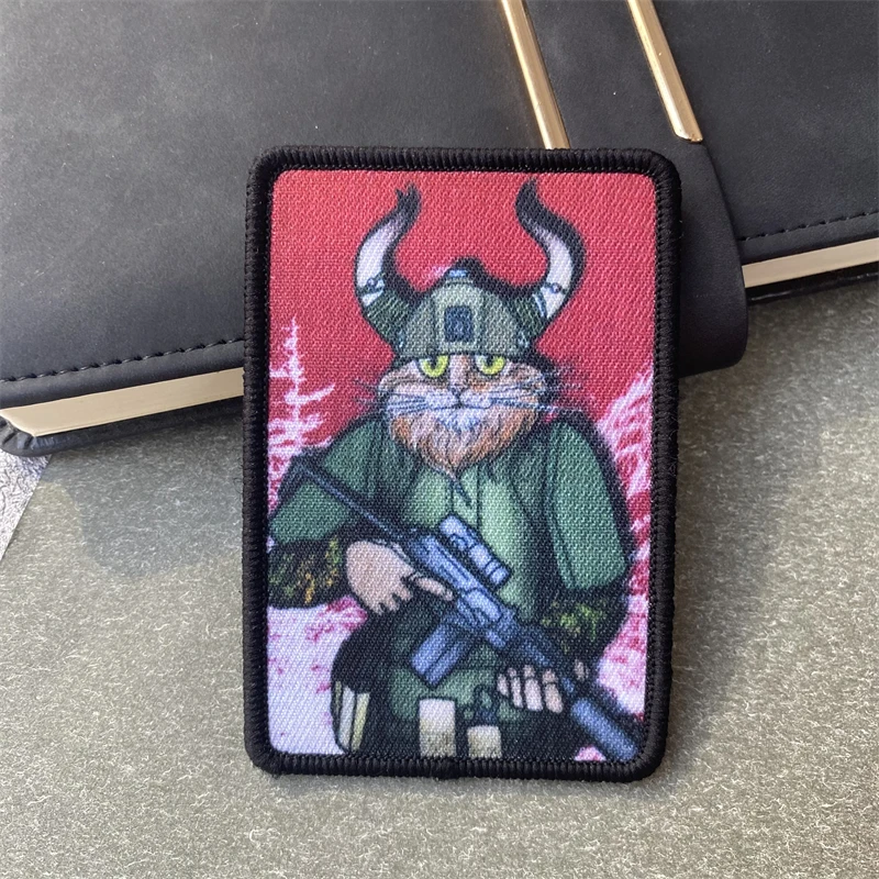 Parche de equipo militar táctico "Cat Viking", insignia de moral, brazalete, gancho y bucle, ropa, chaleco, mochila, accesorios, pegatinas - imagen 4