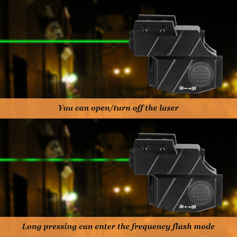 Mira láser para pistola, riel Picatinny láser Glock compacto, pistola Airsoft, mira láser verde para accesorios de tiro de caza - imagen 5