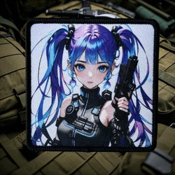 Lila Anime Girl Technology Sense Moral Badge Patch Taktisches Militärarmband Klettverschluss Rucksackzubehör Aufkleber