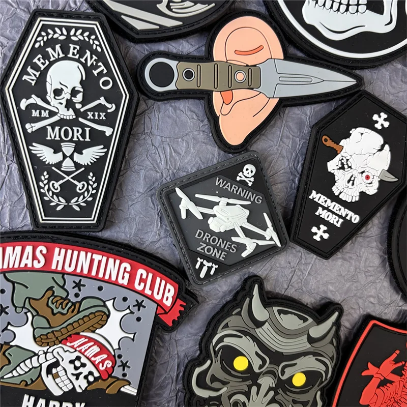 Parche de PVC 3D, insignias de moral táctica en mochila, pegatina de calavera, parches de gancho y bucle para ropa, accesorio militar, brazalete - imagen 2