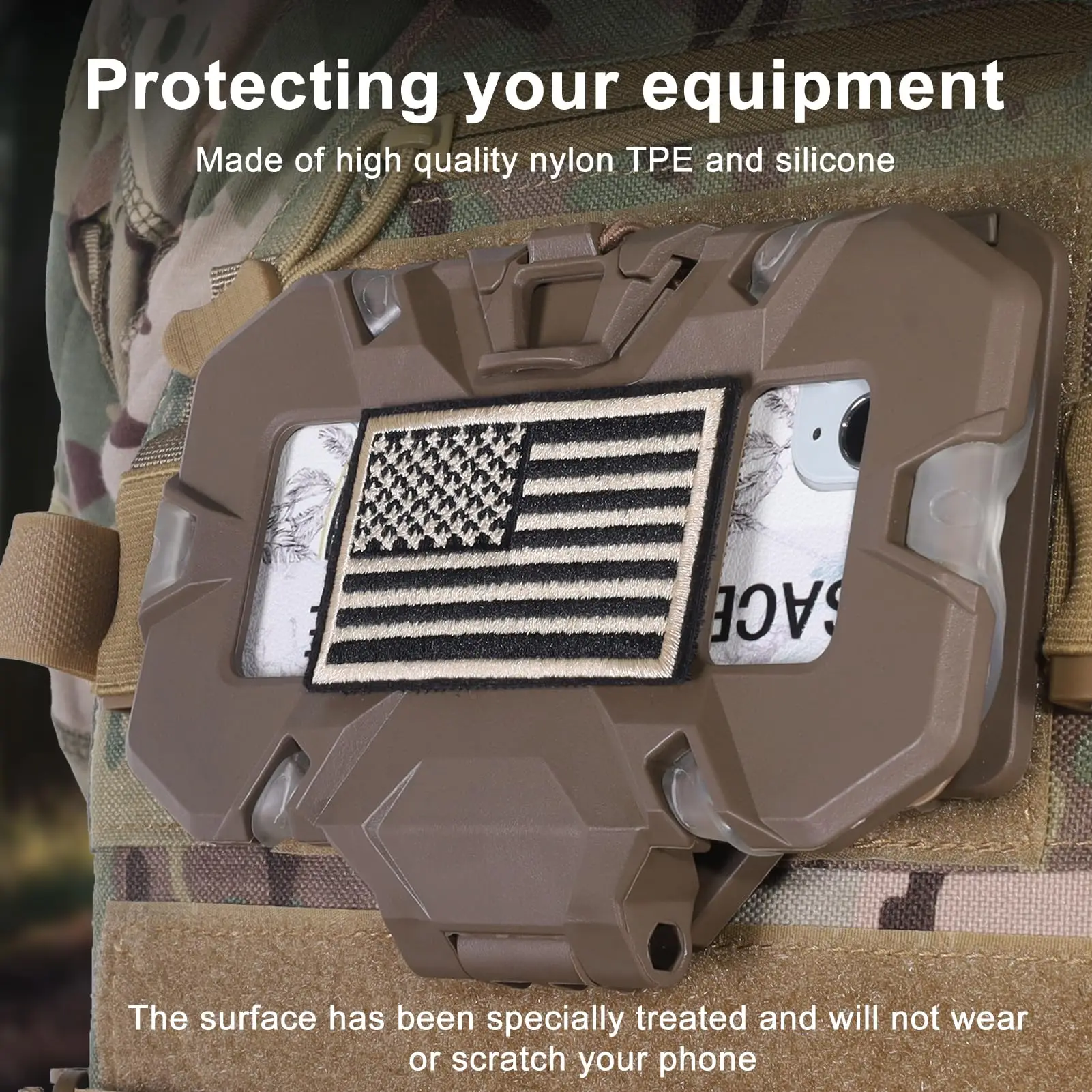 Soporte táctico Molle para teléfono, soporte de placa Airsoft, accesorios para chaleco, soporte Universal para el pecho del teléfono para teléfonos de tamaño de pantalla de 4,7 "-6,7" - imagen 2