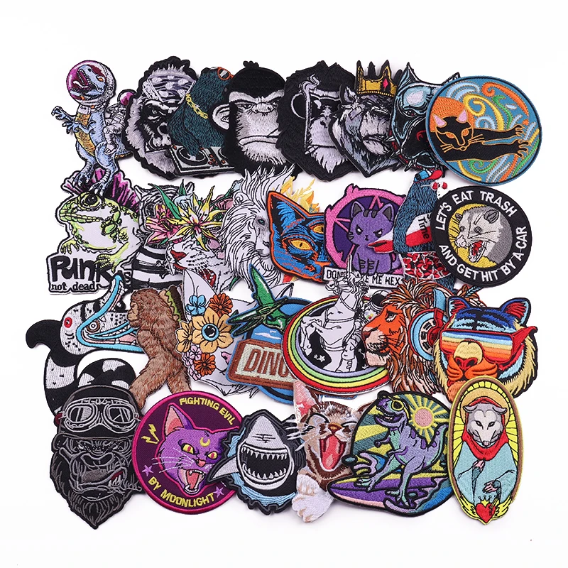 Parche de dibujos animados para ropa, bordado de dinosaurio DIY, Rana Punk, parches de planchado para decoración de ropa - imagen 2