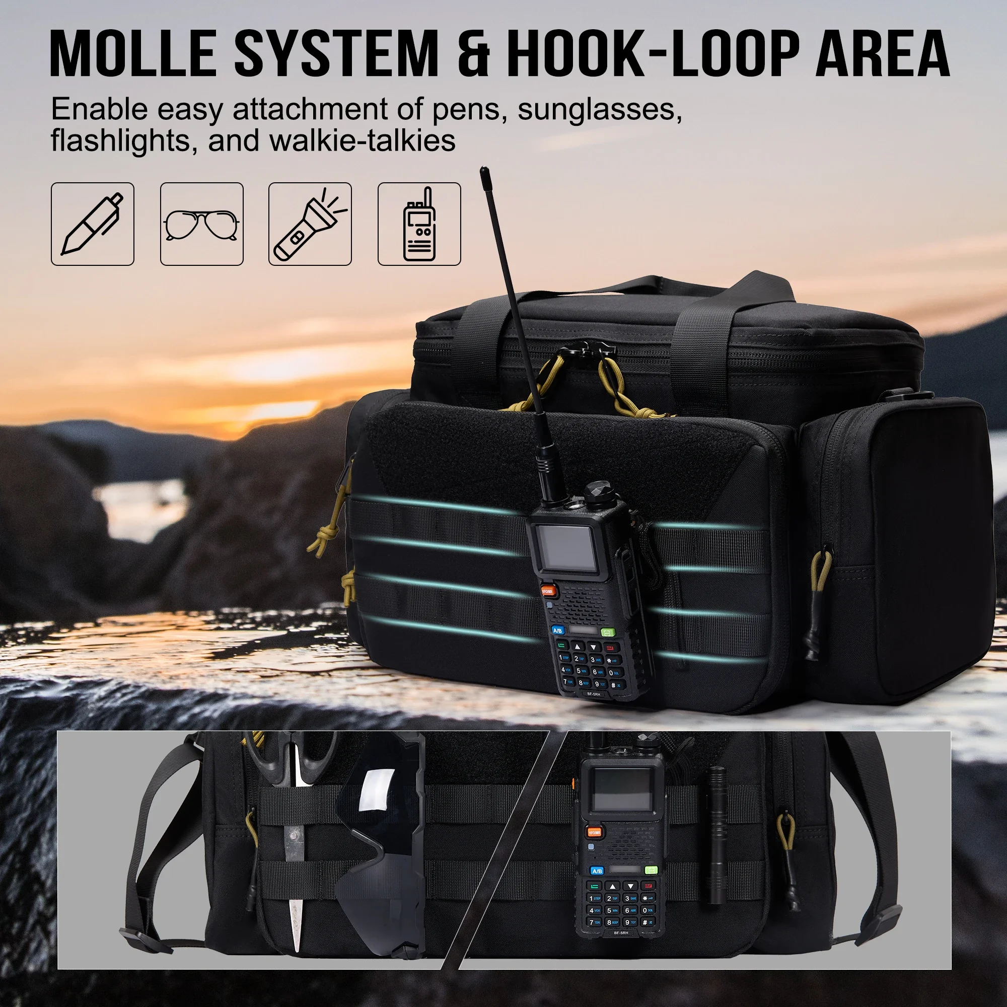 ONETIGRIS Bolsa de alcance para pistola, bolsas de tiro de caza para pistola con 3 divisores extraíbles Bolsa de lona para pesca, senderismo, deportes - imagen 5