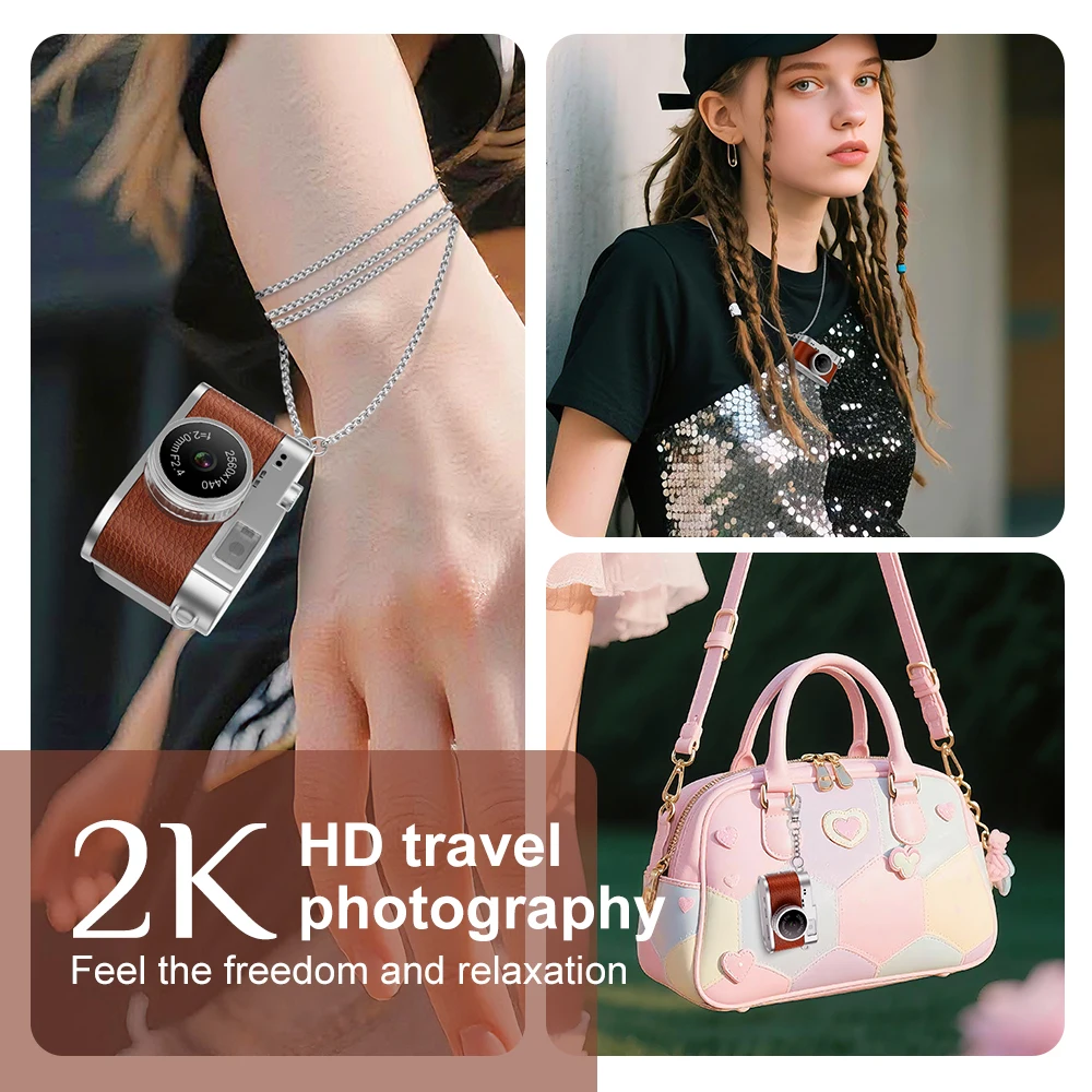 Mini cámara portátil retro, vídeo 2K 1440P, luz de relleno LED, pantalla a color IPS de 1,47 ", múltiples filtros, liviana para niños Vlog - imagen 4