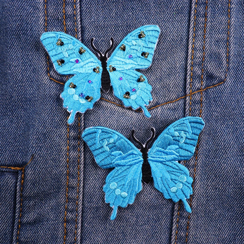Parches bordados de mariposa para ropa, 12 colores, Animal, mariposa, parches para planchar en la ropa de los niños, apliques DIY - imagen 5