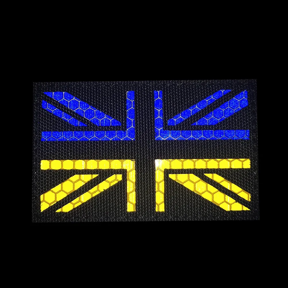 Insignia IR reflectante infrarroja, emblema de Ucrania y Reino Unido, aplique táctico, gancho de bucle, Parche de bandera azul y amarillo brillante para chaqueta y mochila - imagen 5