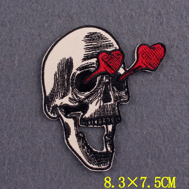 Parches de calavera Hippie para calcomanías para ropa, parche Punk, chaqueta a rayas, bordado, insignias góticas en mochila, apliques de decoración - imagen 2