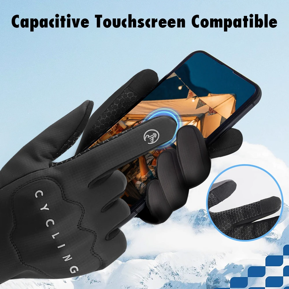 Guantes Térmicos para hombre y mujer, guantes cálidos de invierno con dedos completos, guantes calentadores de manos antideslizantes con forro polar para pantalla táctil, caza y ciclismo - imagen 3