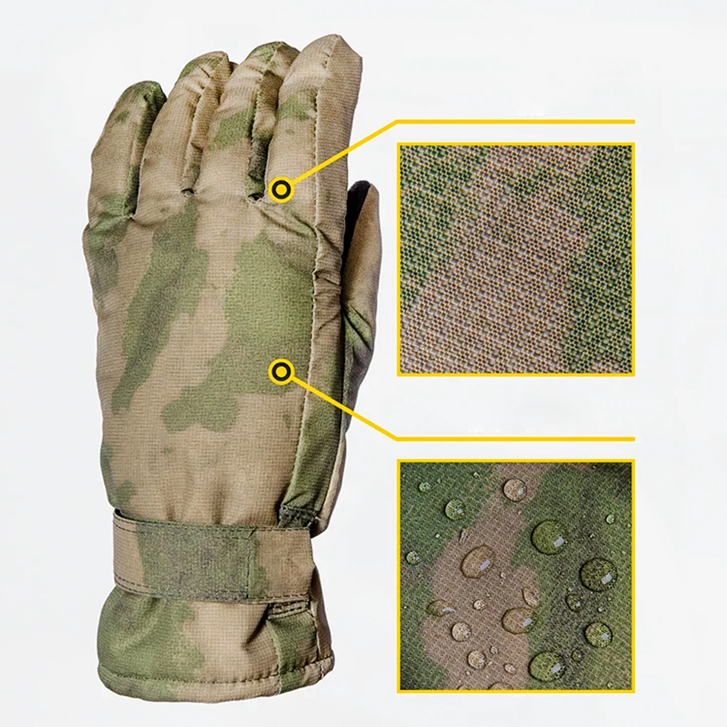 Guantes de trabajo tácticos de cinco dedos resistentes con aislamiento de invierno de camuflaje de ruinas rusas para protección de manos - imagen 5