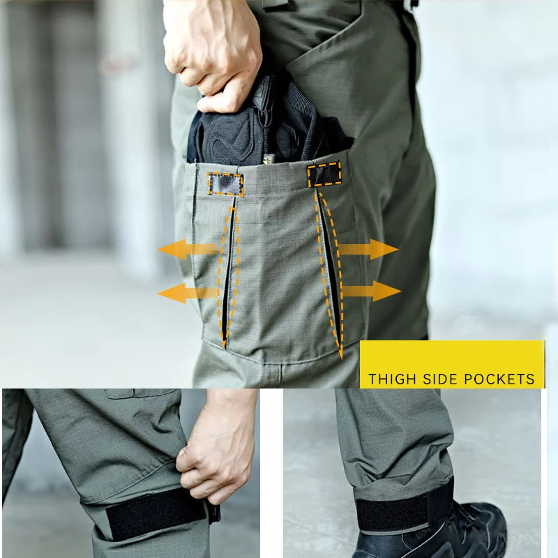 Pantalones militares de carga tácticos para hombre, pantalones de entrenamiento del ejército con múltiples bolsillos, pantalones impermeables resistentes al desgaste, pantalones informales de senderismo para hombre - imagen 5
