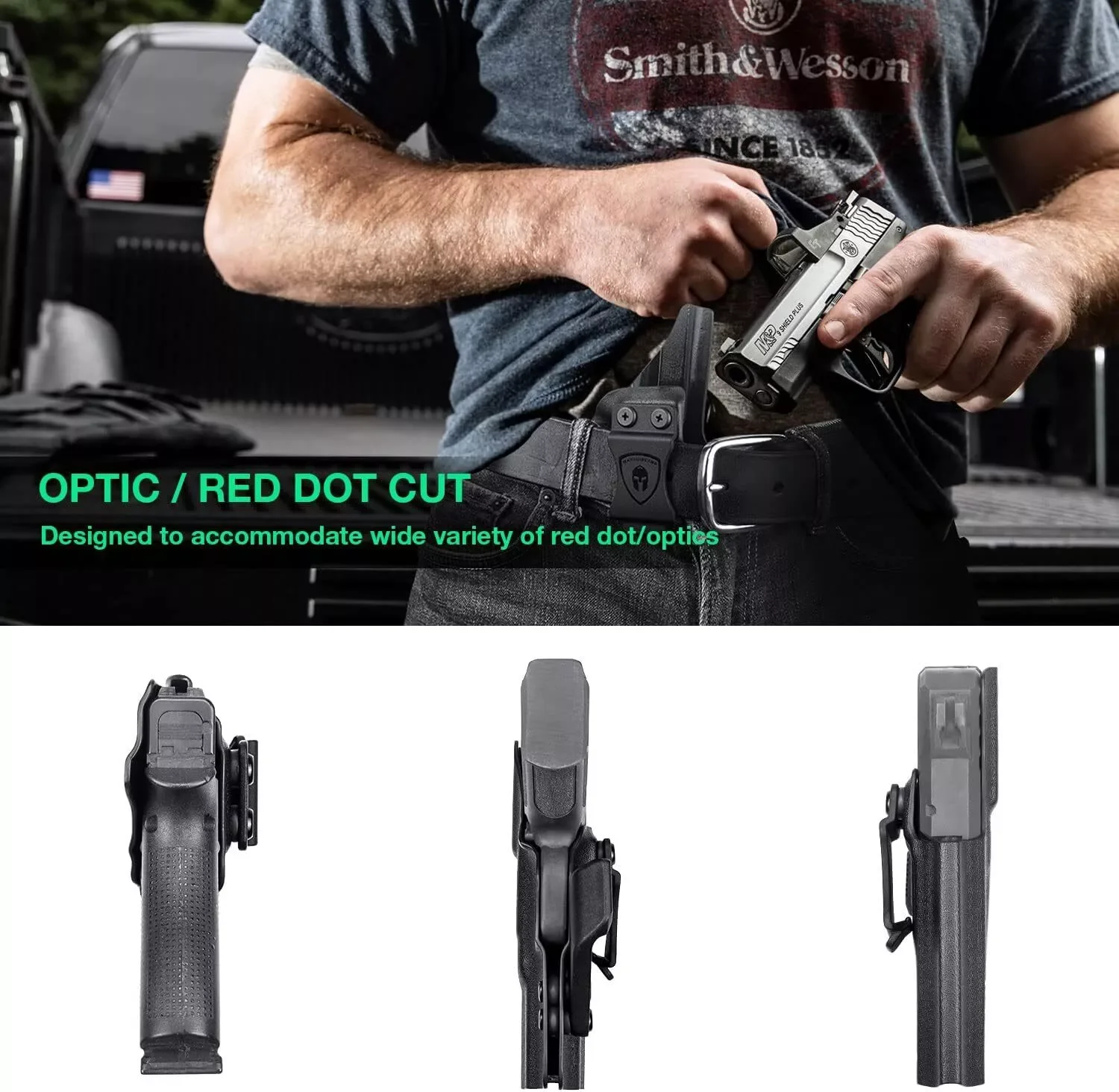 Para Ruger Security 9/Security 9 Compact, IWB Kydex Holster Corte y garra óptica, mira de montaje, bloqueo de clic de sonido, mano derecha - imagen 4