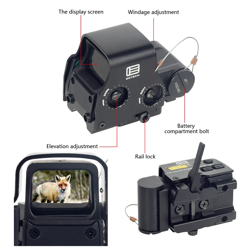 2026년 신제품 EOTECH 558 레드 닷 홀로그램 조준경 에어소프트 사냥용 G33/G43/G45 3X 5X 확대경 20mm 레일 마운트 및 QD 레버 호환 - imagen 5