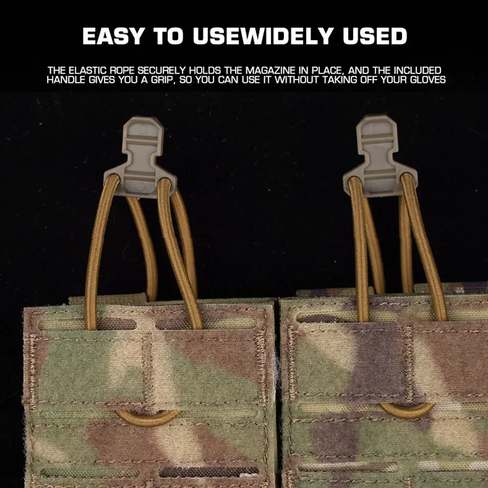 Bolsa táctica MOLLE 5,56, Triple revista, retención elástica, caza, Airsoft, M4, bolsa Mag, portador de placa K19, Placard frontal, bolsas AG - imagen 5