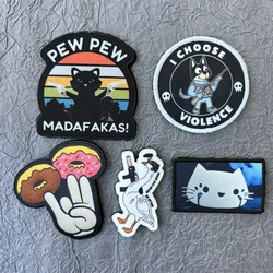 Parche táctico velcro gato PEW PEW – Humor para mochila militar