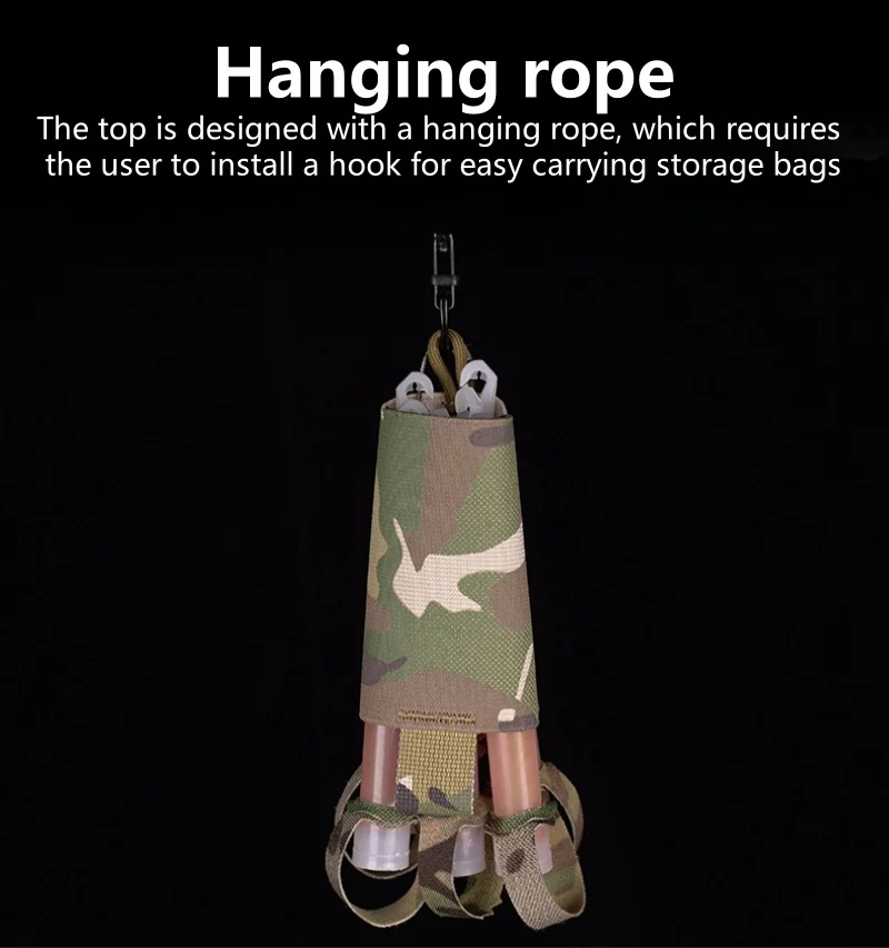 Bolsa de almacenamiento portátil con varilla fluorescente con sistema MOLLE, paquete de 6 barras luminosas, bolsa de tienda, guardián de luces químicas para acampar al aire libre - imagen 3