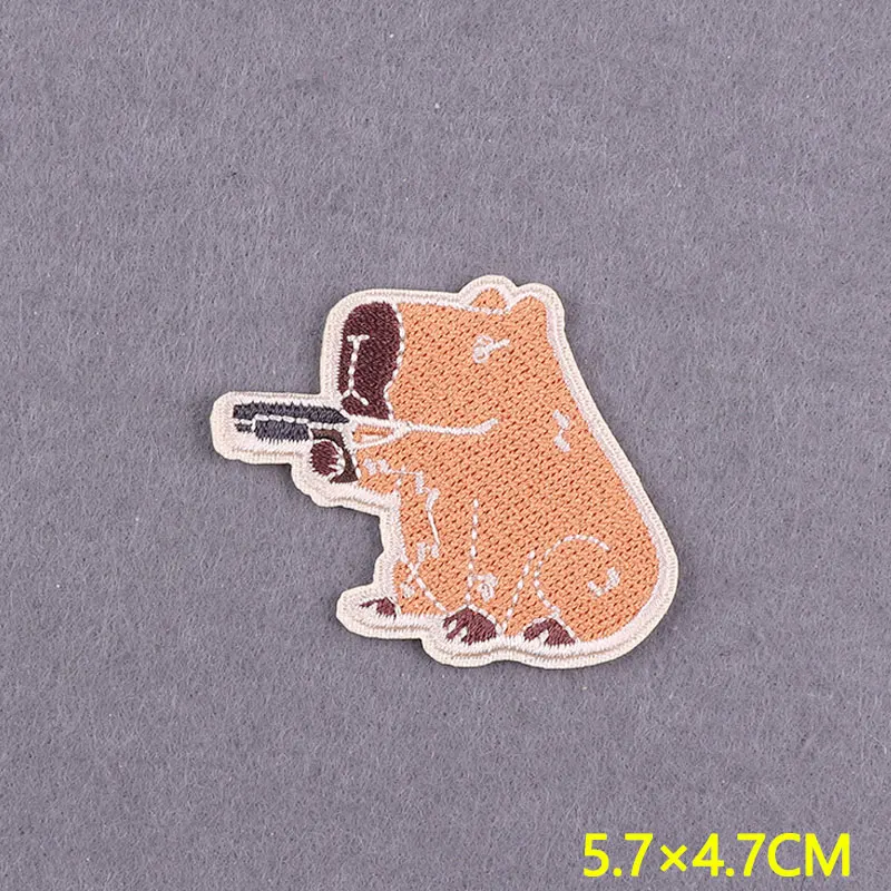 Parche bordado lindo Animal capibara parches para planchar para ropa DIY insignia de dibujos animados ropa parches termoadhesivos en la mochila - imagen 4