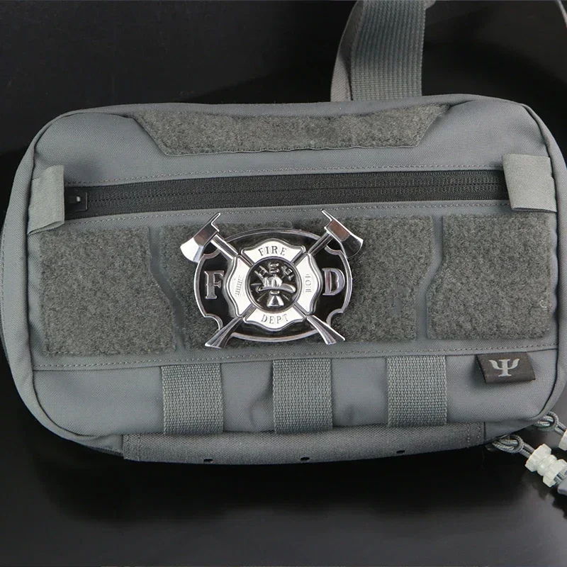 Insignia de moral de Metal de bombero FD, brazalete, parche de gancho y bucle de Metal, parche táctico 3D DEPT de fuego, pegatinas para mochila de combate militar - imagen 5
