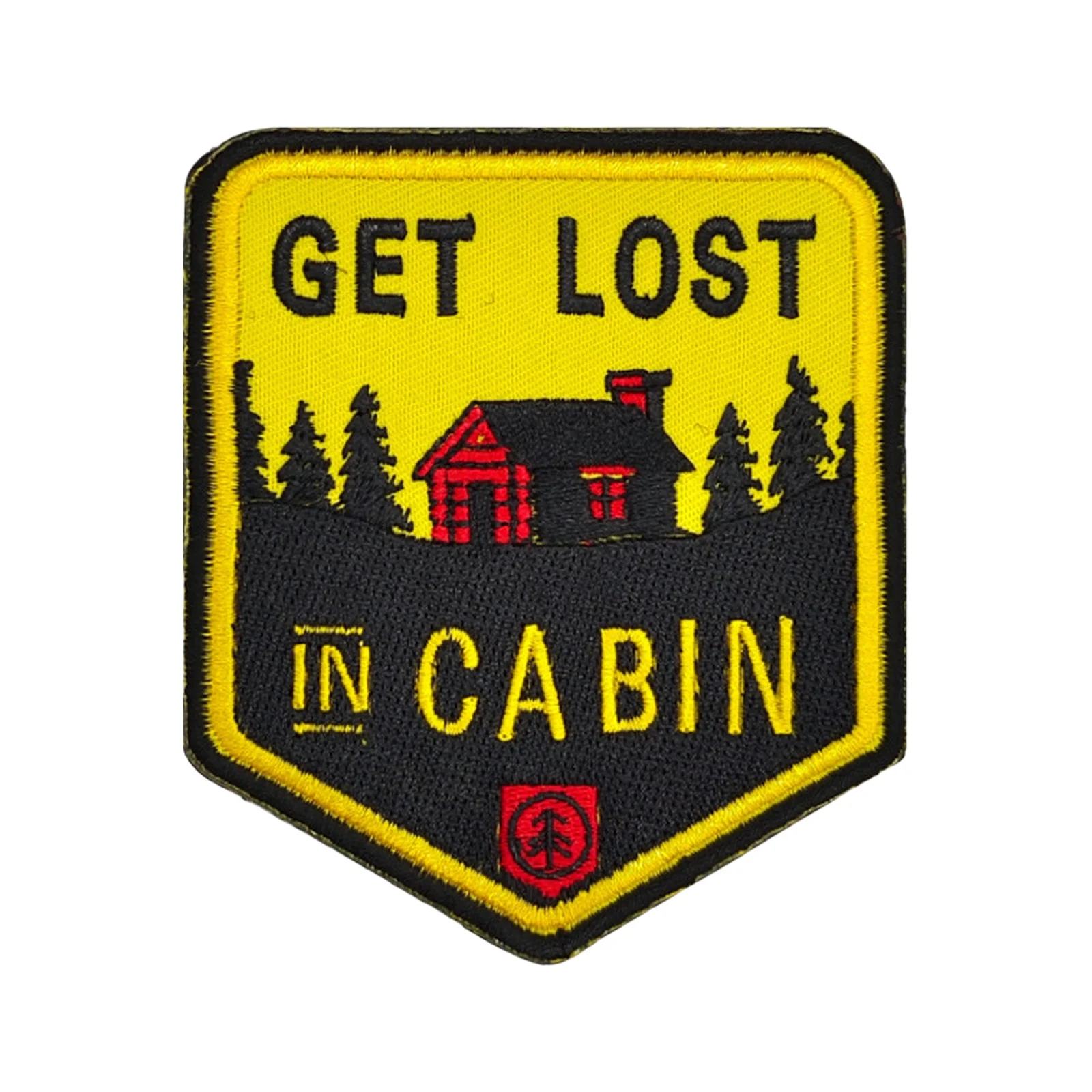 Get Lost in Cabin Parche de Velcros para acampar al aire libre, insignia bordada con cierre de gancho y bucle para mochila, chaqueta y gorras