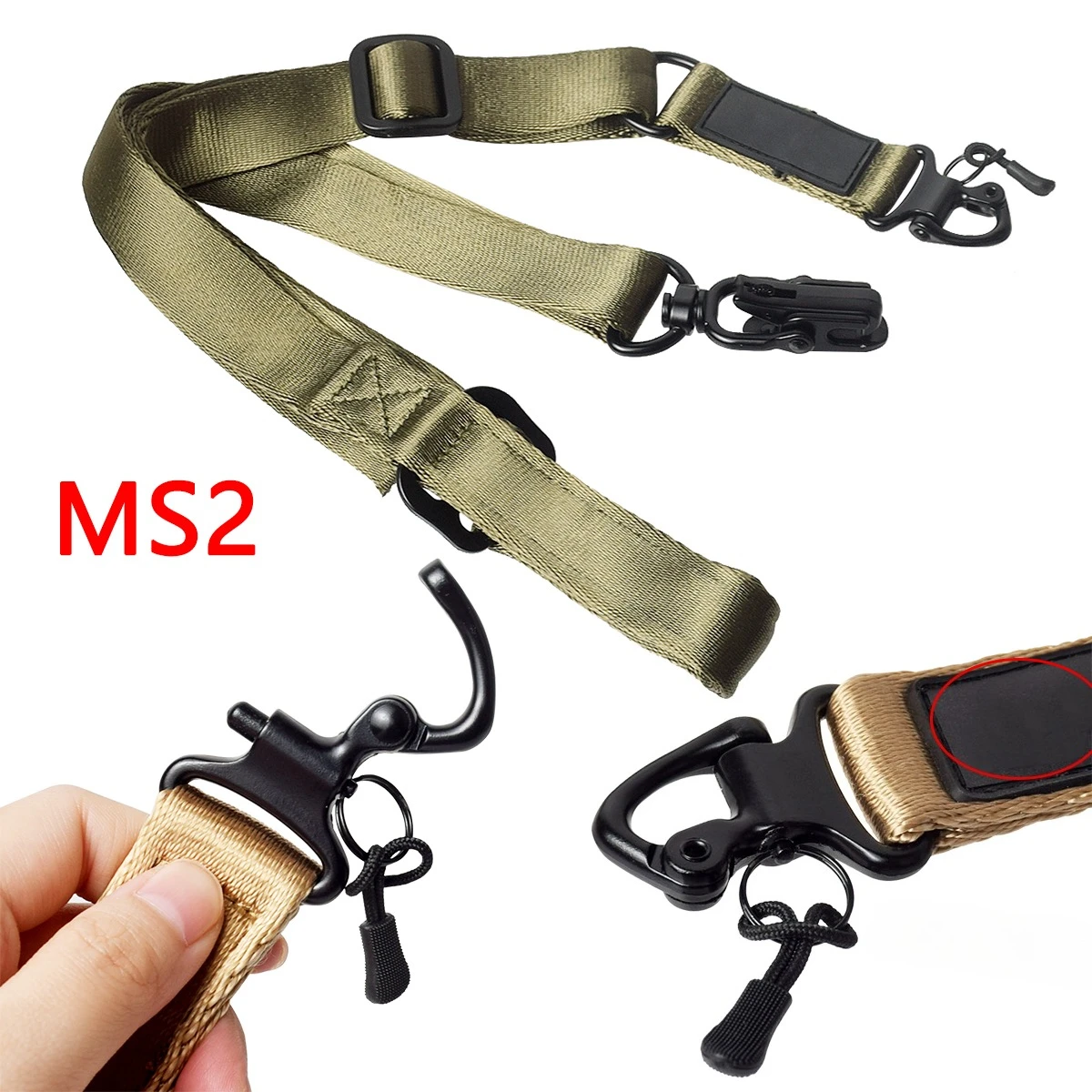 AR15 M4 M16 HK416 AK47 armas de Rifle de carabina MS3 eslinga de Rifle táctico caza Clip de Metal correa de pistola de montaje correas de pistola de M-LOK de seguridad - imagen 2