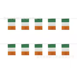 BANDERA DE SKY, banderines de Irlanda, 14x21cm, 20 unids/lote, banderas de cuerda de Irlanda, banderín, pancarta, fiesta, vacaciones para decoración