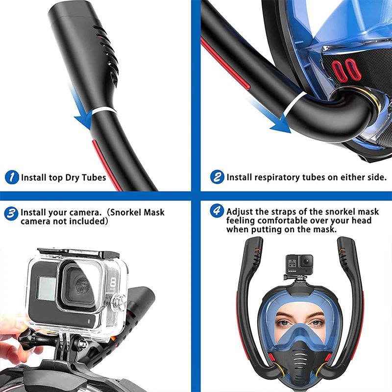 JSJM Máscara de buceo cara completa – Snorkel para adultos - imagen 4