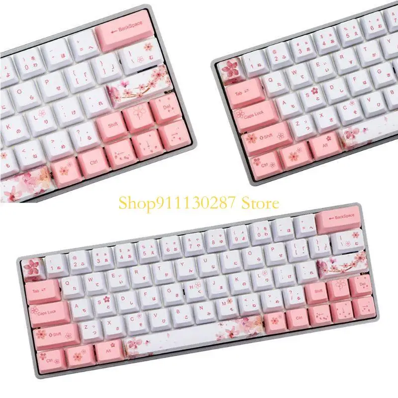 Teclado sublimación tinte J1HC, 73 teclas, teclas mecánicas flor cerezo, teclas PBT, reemplazo teclado creativo P - imagen 3