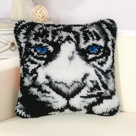 Kit de gancho de pestillo de conejo, Panda, perro, almohada de Animal de dibujos animados, juego de bordado, gancho de pestillo, punto de cruz, lienzo para bolsa de plástico hecho a mano - imagen 4