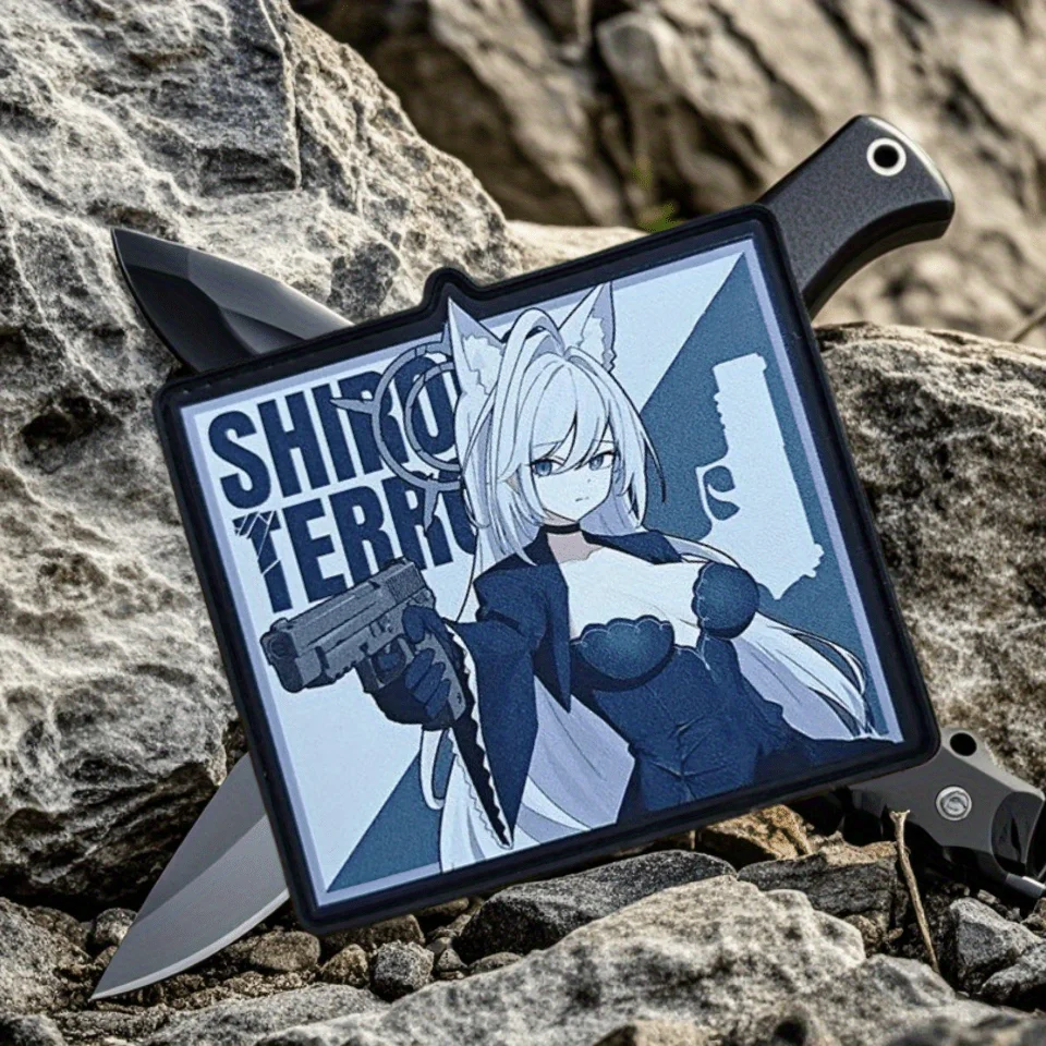 Parche impreso Da Bai Zi de archivo azul, emblema de gancho y bucle de chica de Anime, insignia de moral militar, brazalete, ropa Chevron, pegatinas para mochila - imagen 5