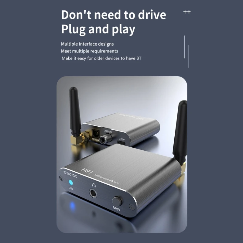 Adaptador inalámbrico D300, receptor CSR de baja latencia, compatible con Bluetooth 5,2, Conector estéreo aptx-hd, D300, envío directo, nuevo - imagen 4