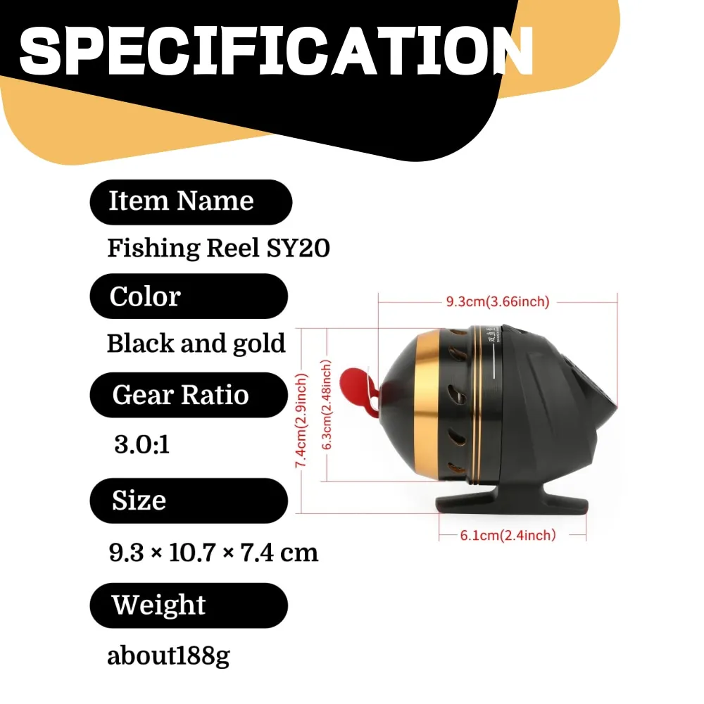 Carrete de pesca con arco compuesto, carrete bastion SY20, relación de engranaje de mano izquierda 3,0: 1 para tiro con flecha, accesorios de pesca y caza - imagen 2