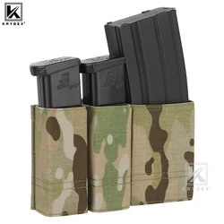 KRYDEX Bolsa táctica para revistas triple de 9 mm + 5,56, bolsa MOLLE M4 AR15, equipo de chaleco con cinturón