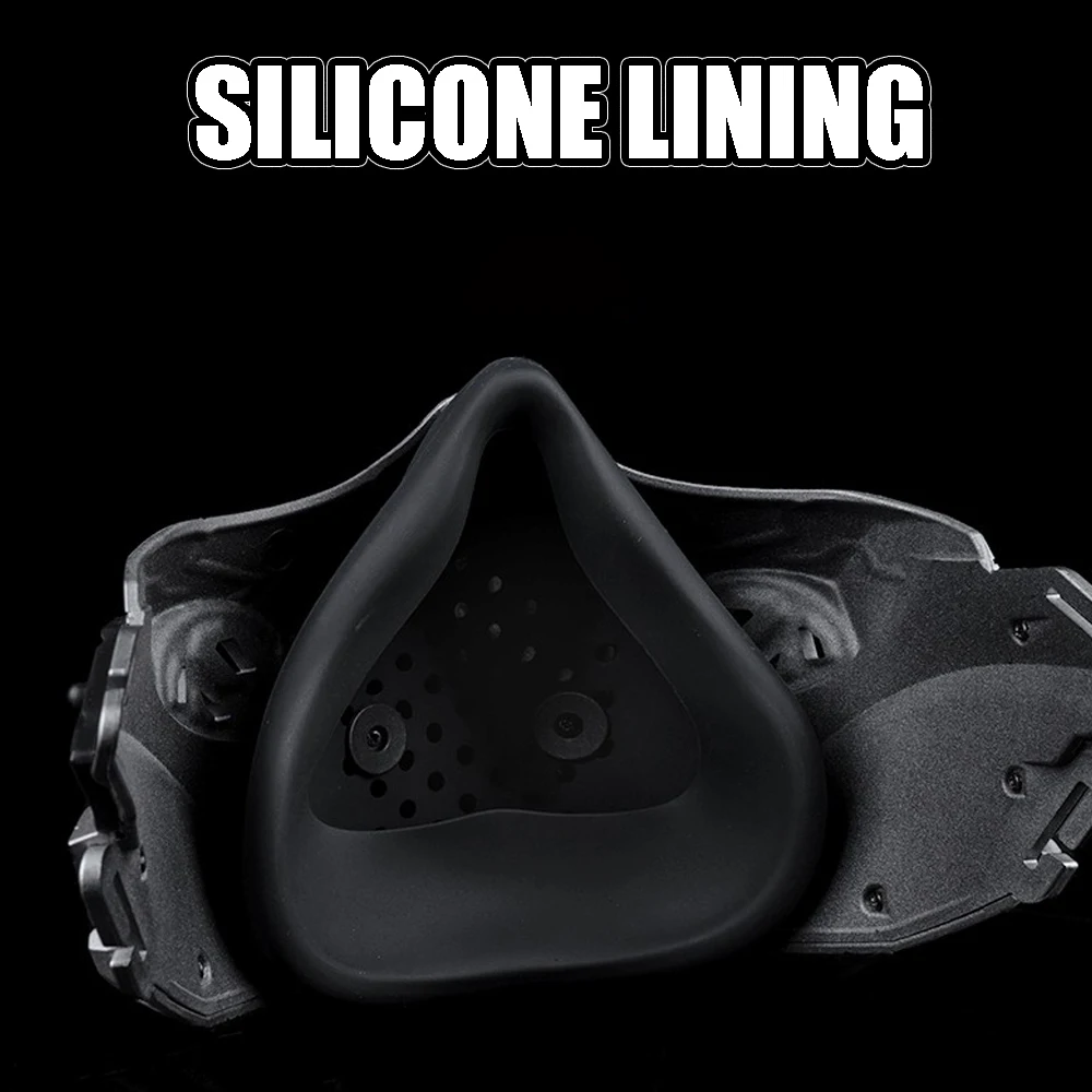 Máscara de gel de sílice de media cara con forma de calavera para airsoft Máscara de paintball táctica ajustable Máscaras geniales para cosplay de Halloween Para caza y tiro - imagen 5