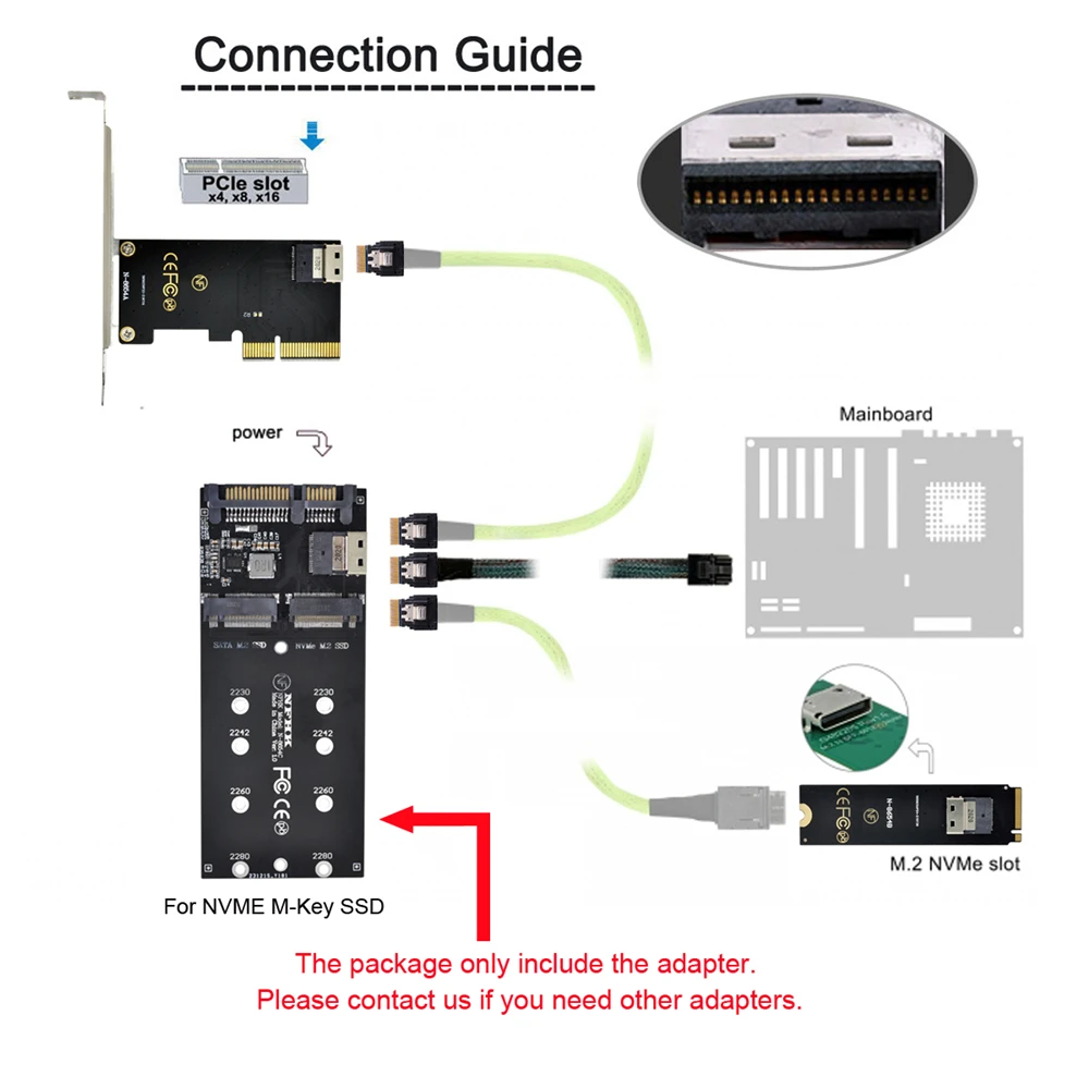 CY-adaptador SATA NVME PCIe SSD, SFF-8654 a U2, Kit NGFF m-key a Slimline SAS para placa base - imagen 4