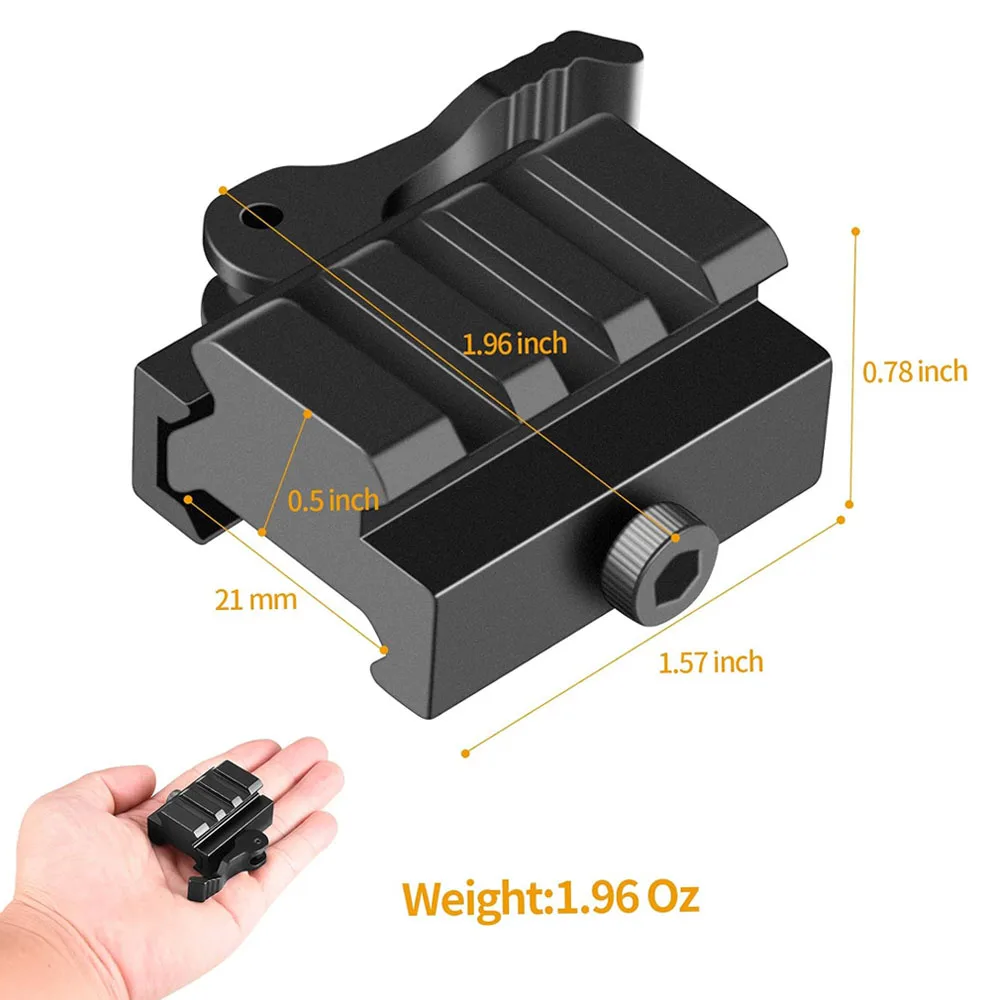 Montaje elevador Picatinny de 3/5 ranuras, adaptador de montaje elevador de riel QD de perfil bajo con bloqueo de palanca de liberación rápida, rieles Picatinny para miras - imagen 4