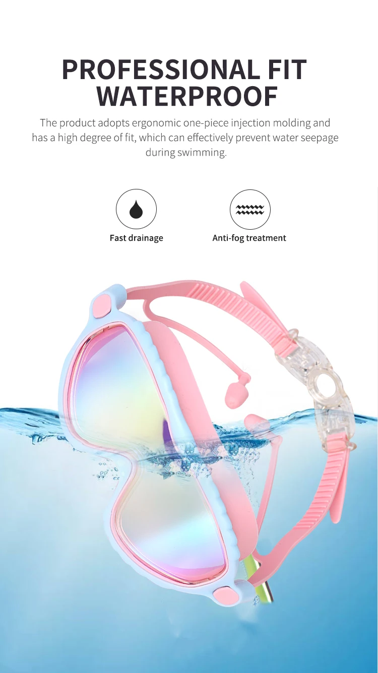 JSJM Gafas de natación para niños y niñas con marco grande y visión HD - imagen 5