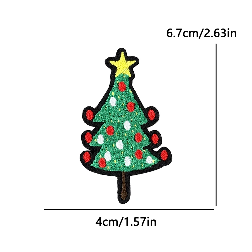 10 Uds. Parche de dibujos animados de Papá Noel, parches bordados de Navidad, parches para planchar para ropa, parches termoadhesivos, pantalones vaqueros DIY - imagen 4