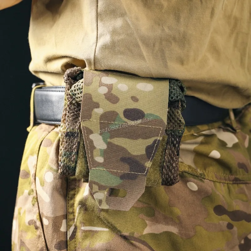 Bolsa de basura táctica Molle para exteriores, bolsa de cintura plegable con cordón enrollable para revista, bolsillo EDC de caza Airsoft plegable de malla - imagen 5