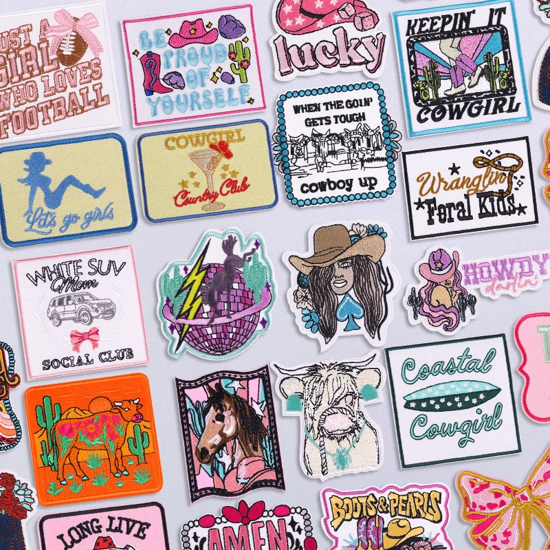 Parche bordado de hierro de vaquero Vintage para chaqueta de cuero, equipo táctico, parche temático occidental para entusiastas del aire libre, parches de planchado - imagen 2