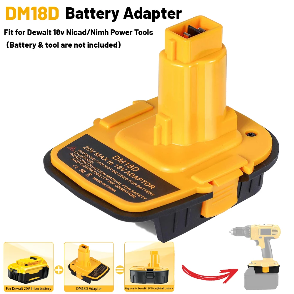 Adaptador de batería para DeWalt 20V para batería de litio Milwaukee 18V convertir a herramientas eléctricas de batería DeWalt NiCad y NiMh con USB