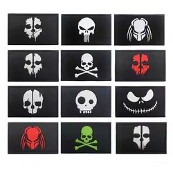 Parche de esqueleto de calavera, etiquetas de insignia a rayas, brazalete militar de chevrons, bucle de hierro o gancho bordado