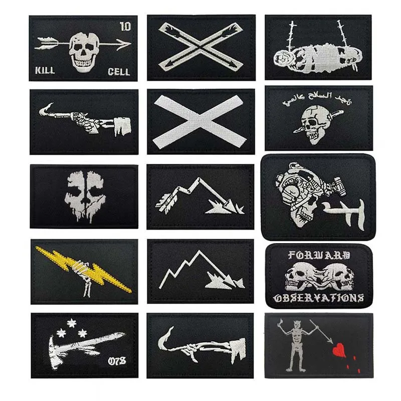 Parche táctico moral bordado calavera barba negra flecha rota