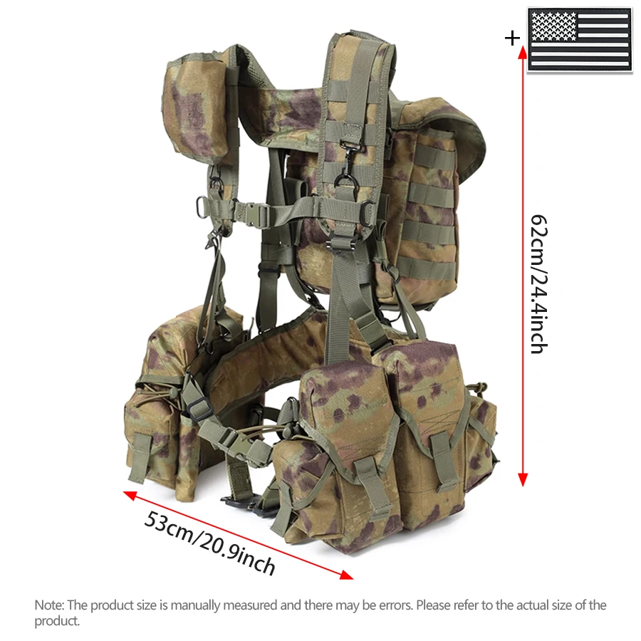 Camiseta sin mangas de camuflaje con sistema MOLLE, camiseta sin mangas con bolsillo para liberación rápida de equipo de caza al aire libre + parche de bandera de EE. UU. - imagen 5