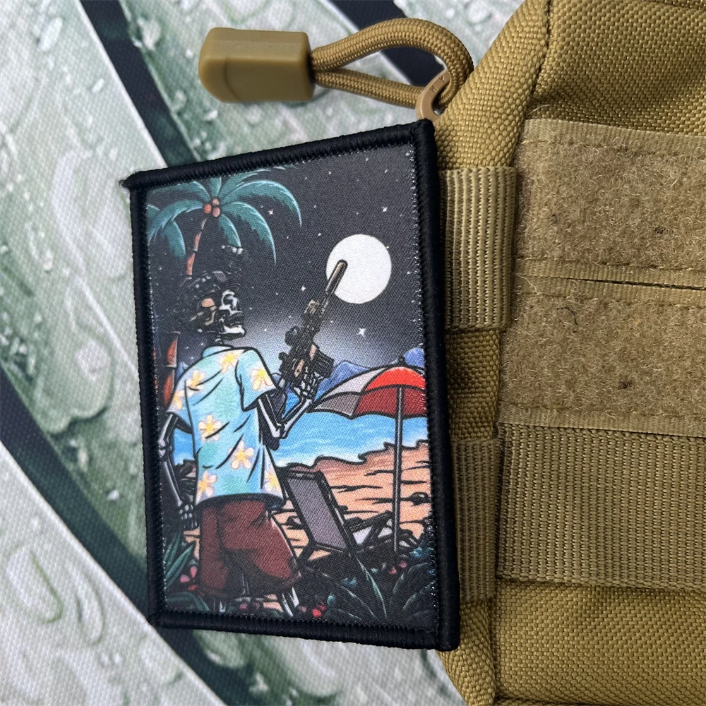 Insignia de moral impresa Doomer Cyber Blaster TFD de la Fuerza de Tarea, parches tácticos, pegatinas militares del Ejército esquelético rojo - imagen 3