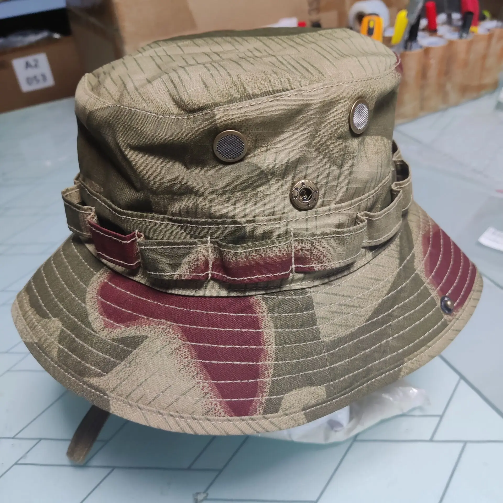 Sombrero de camuflaje táctico alemán tipo 2 para acampar al aire libre, protección solar, sombrero Bennie, sombrero de pescador - imagen 5