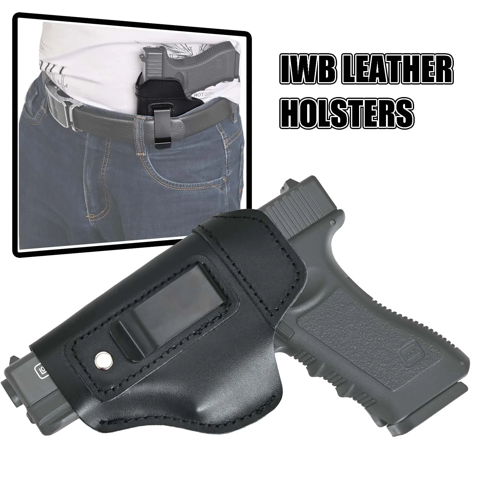 Fundas de cuero IWB para pistola de transporte oculto, funda para pistola de mano, fundas interiores para cinturilla para Glock 17 19 22 23 43