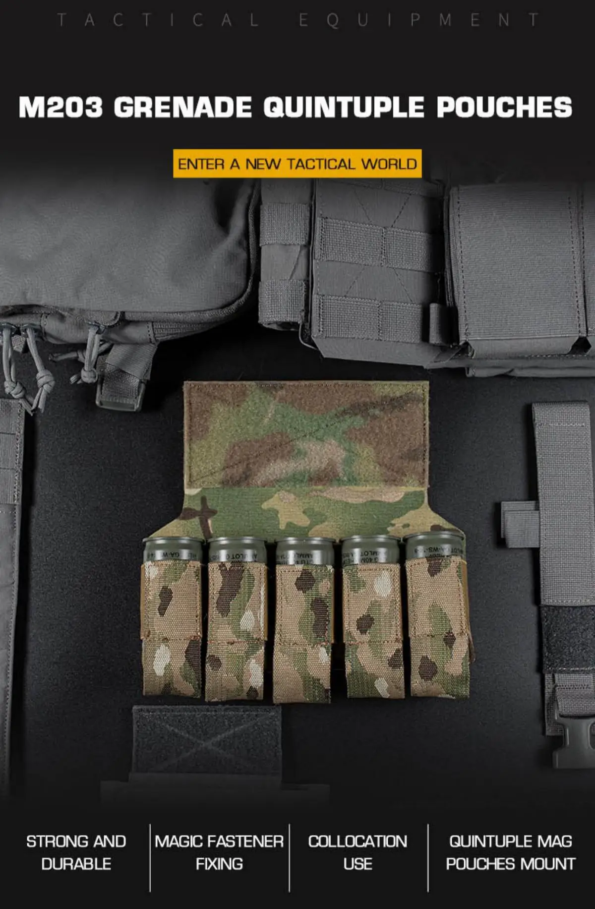 Porta granadas Poseidon Defense con cierre de velcro y bolsas