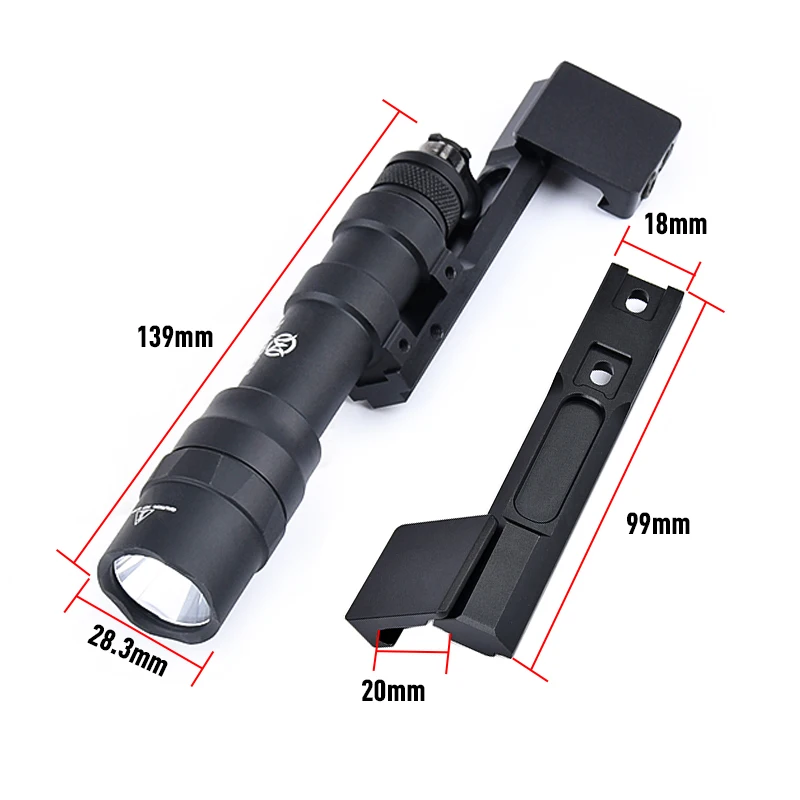 Linterna de Metal WADSN M600DF, luz blanca de alta potencia de luz 1400lumen para caza, foco Airsoft con Base de montaje Offset para riel de 20MM - imagen 3